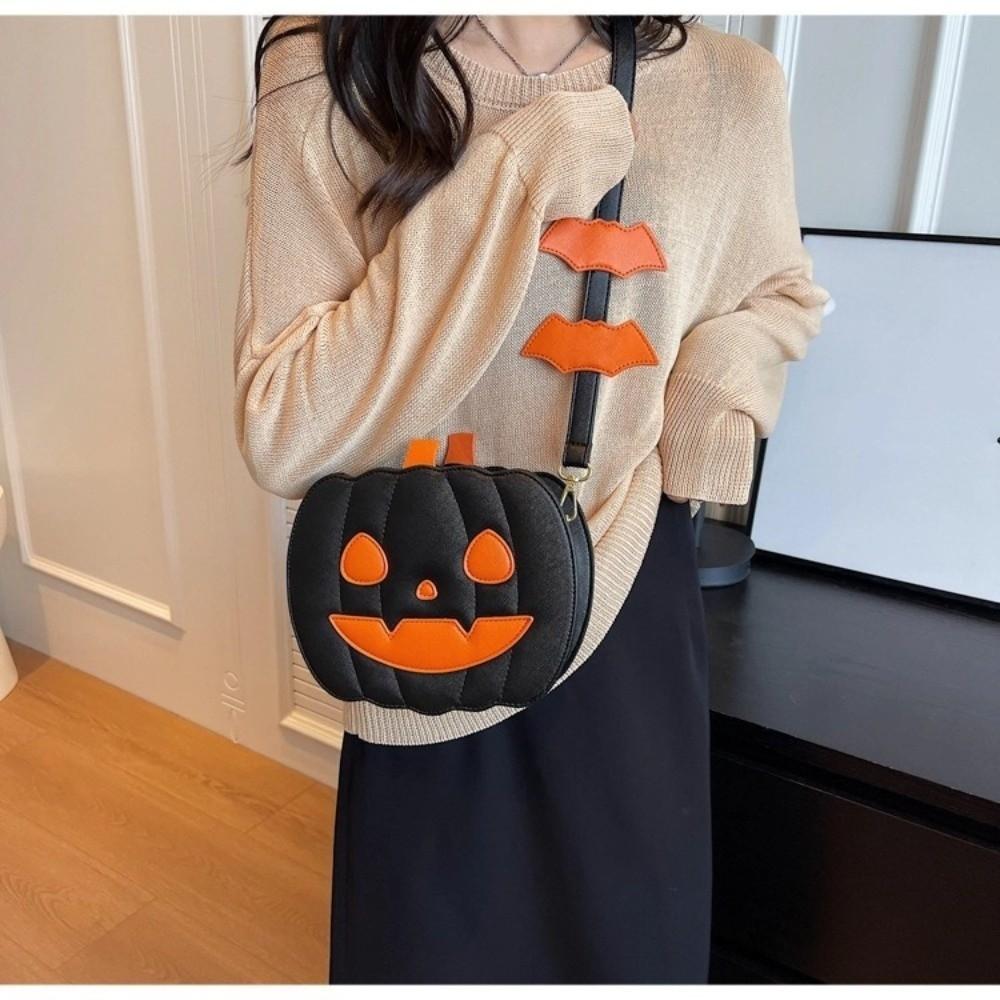 

Funny Halloween Pumpkin Bag Large Capacity Square Crossbody Bag Pumpkin Shoulder Bag Halloween Style 2