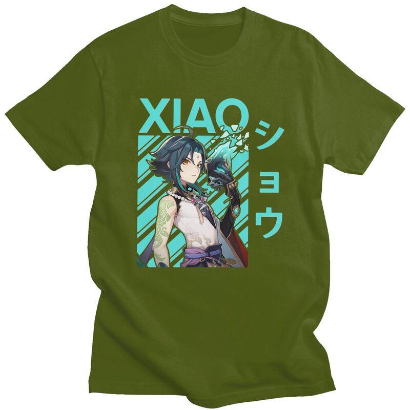 T-shirt Classiche Personalizzate Xiao Genshin Impact Manga Uomo Manica Corta Streetwear T-shirt 100% Cotone T-shirt Oversize Merch