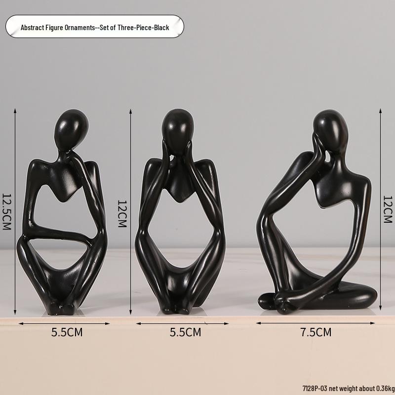 Cross-border Mini Figure Sitting Posture Resin Ornaments Set for Home & Office Decor