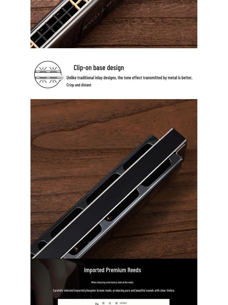 Guoguang 28-Hole C-Key Harmonica: Double Reed for Students & Beginners, Suitable for Professional Performances