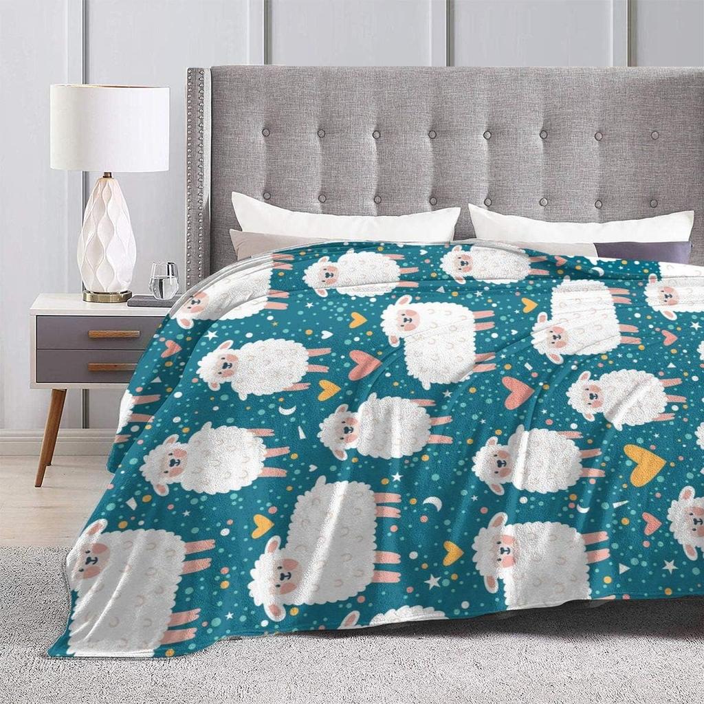 Cute Sheep Fleece Throw Blanket Ultra Soft Cozy Decorative Flannel Blanket All Season for Home Couch Bed Chair Travel 60x50in