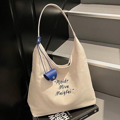Canvas Bag Women's New Trendy Large-capacity Tote Bag College Student Class Shoulder Bag