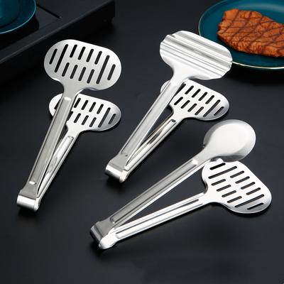 Pince à nourriture creuse en acier inoxydable argenté Pince de service antiadhésive Pince à pain pour barbecue Pince à huile de vidange de cuisine Accessoires de cuisine