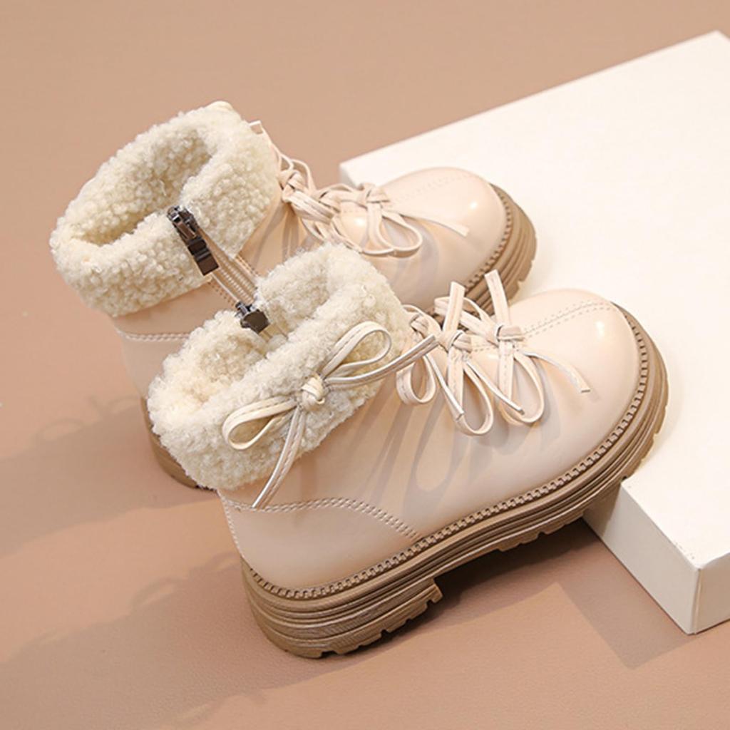 British- Snow Boots For Girls With Side Zipper, Ruffle Detailing, And Padded Interior
