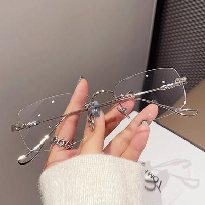 Retro Square Frame Eyeglasses Women Girls Lightweight Comfortable Anti Blue Light Glasses Gold Color Glasses Fashion Accessories