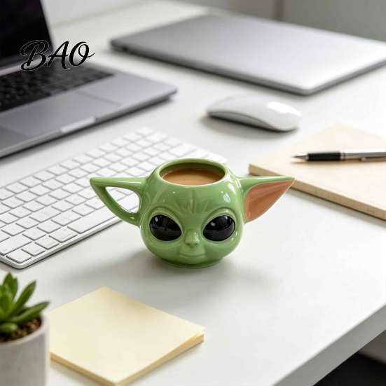 Decorative Beverage Container 3D Cartoon Ceramic Water Cup, Cute Relief Coffee Mug, Mug Unique Desktop Decoration for Hot And Cold Drinks Large