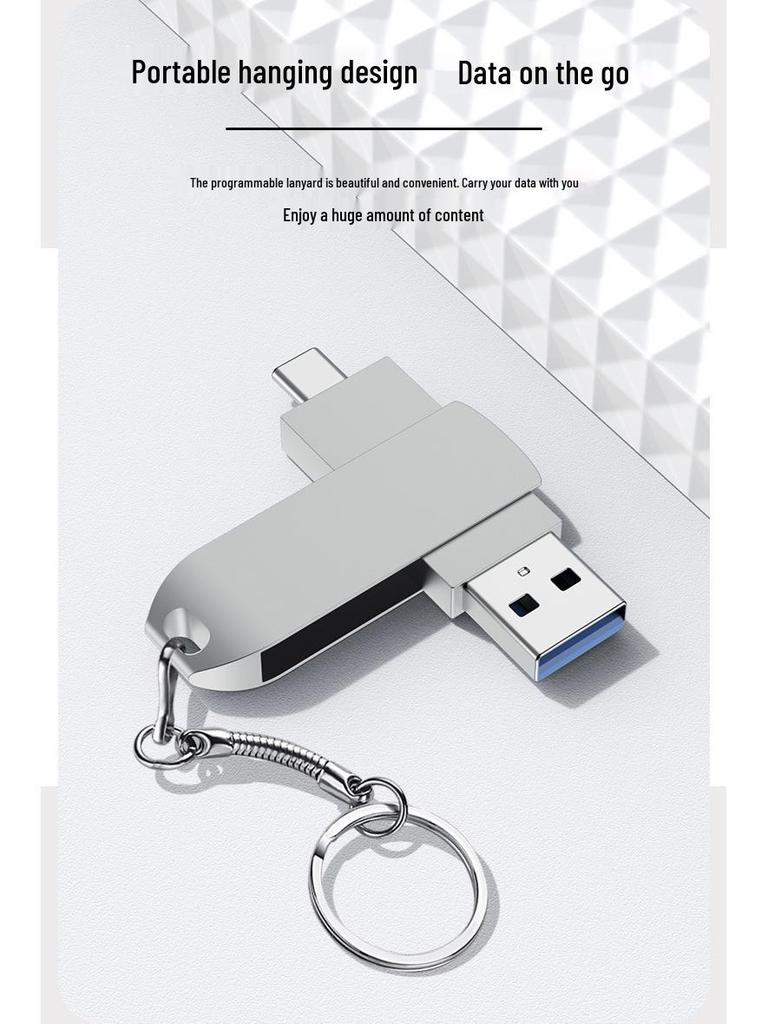 256GB Hochgeschwindigkeits-Dreh-USB-Stick: Dual-Use Typ-C, Metalldesign für Telefon & Computer