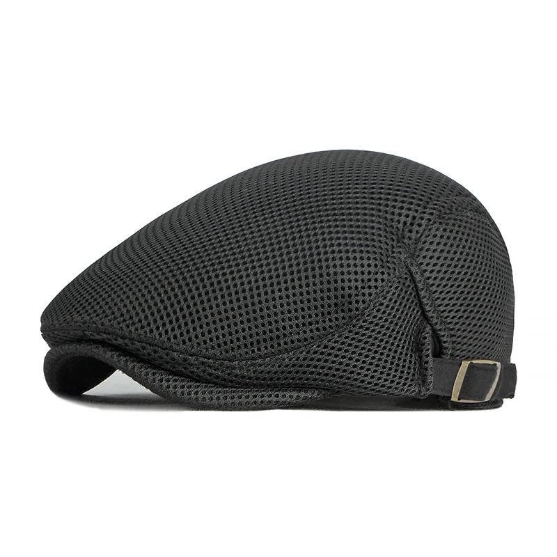 

Men Mesh Newsboy Caps British Painters Hats Spring and Summer Ventilate Berets Adjustable Flat Cap Hip Hop Berets Thick texture56-62cm чорний