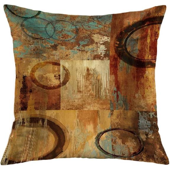 Brown Decorative Throw Pillow Covers 18x18 Set of 4 Teal Pillow Cover Modern Geometry Abstract Art Decorative Pillows for Living Room Bedroom Sofa