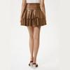 Qooth Elegant Women A Line Irregular PU Pleated Skirt Slim Mini Length Zipper Waist Casual Skirt QT2740
