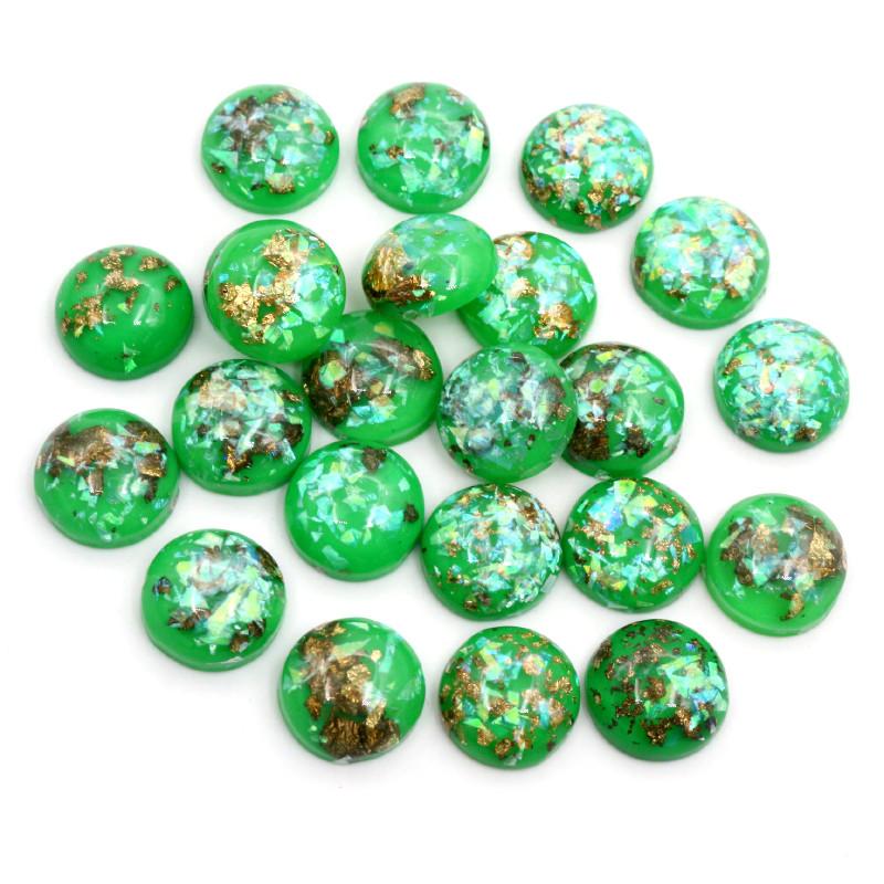 40 Stück 8mm 10mm 12mm Runde Eingebettete Metallfolie Flache Rückseite Harz Cabochons Kuppel DIY Ohrringe Schmuckherstellung Zubehör Fundstücke