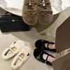 French Mary Jane Fluffy Shoes Women's Winter Wear 2025 New Bow Soft Sole Velvet Bean Shoes Thermal Cotton Shoes