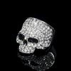 Fashion Punk Rhinestones Skull Rings Hiphop Glitter Silver Color Crystal Gothic Finger Ring for Women Men Party Jewelry Gift