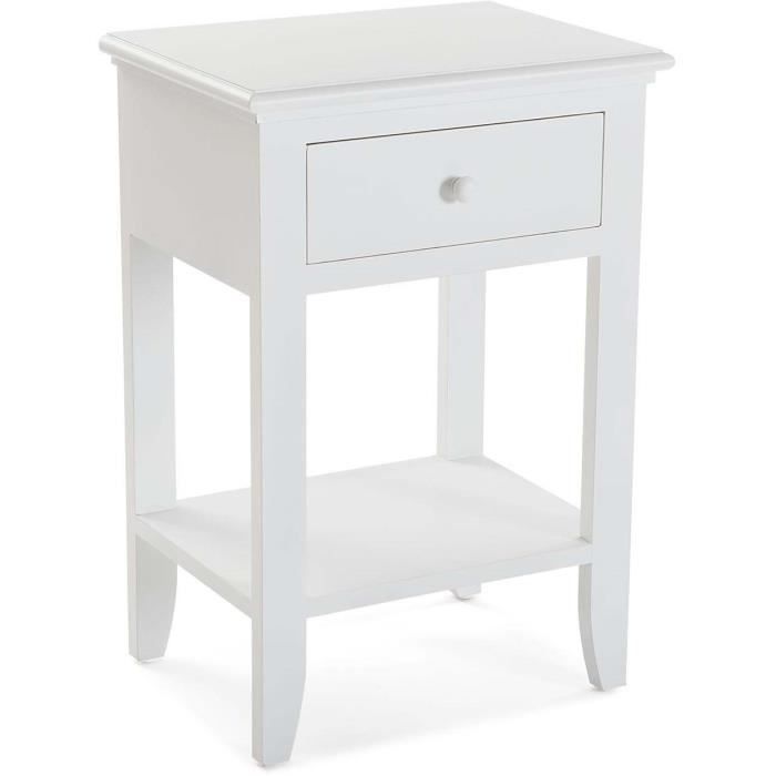 Chevet - VERSA - Hevel - Blanc - 1 tiroir - Bois 48x35x70 cm blanc