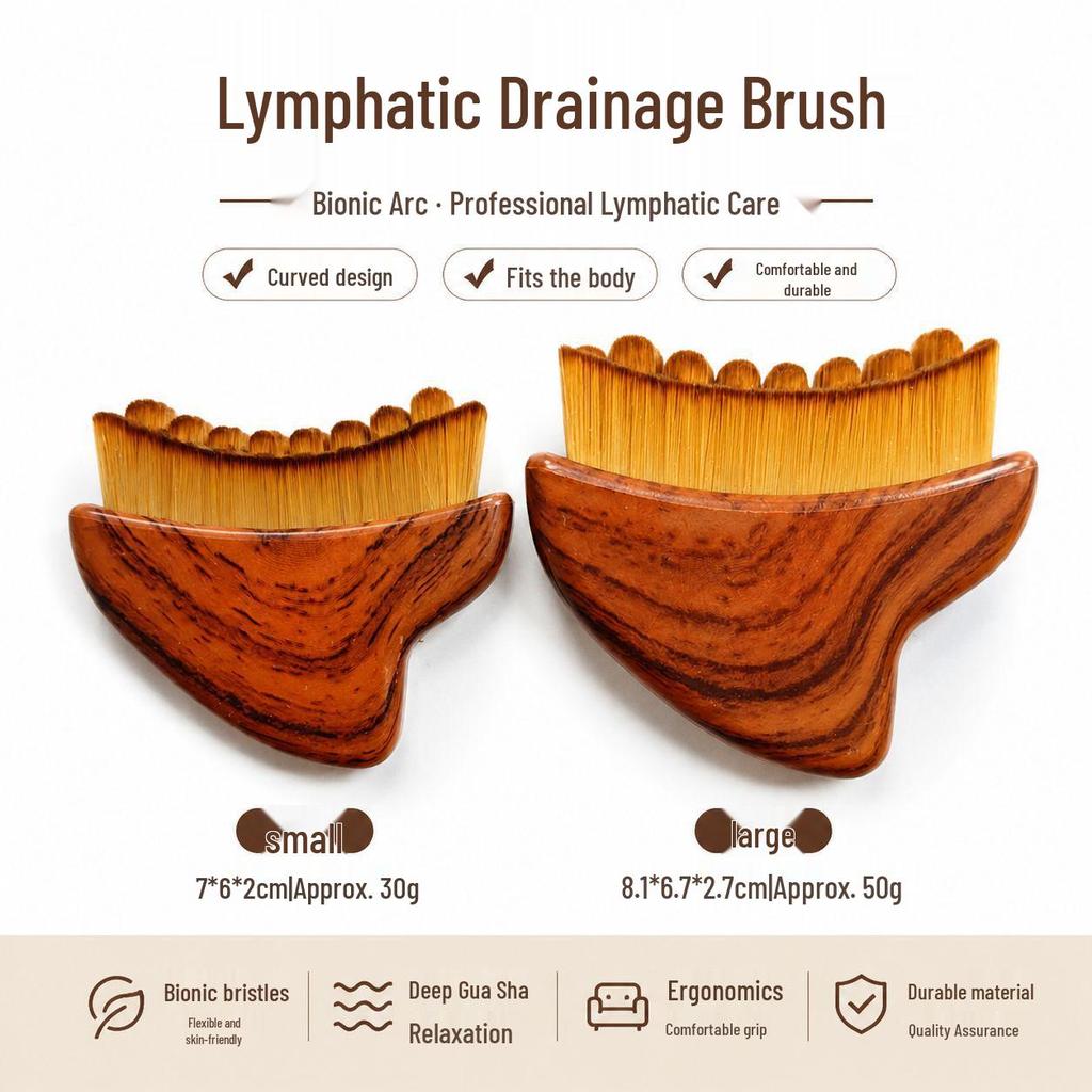 Lymphatic Contour Face Brush - Faux Wood Gua Sha Tool