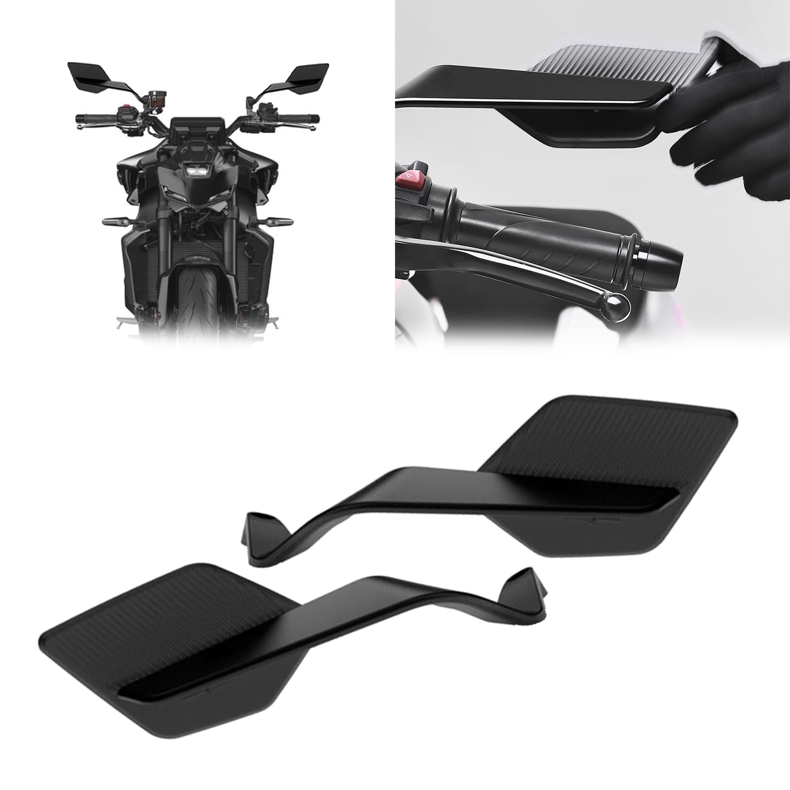 

Adjustable Invisible Rearview Fixed Rotating Side View Mirror for 2025 and New Street Car Motorcycles Mirror, Wing, MT-09 SP, MT-09 Y-AMT, MT-07 чёрный