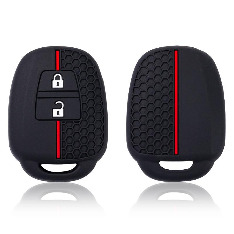 Silicone Car Key Cover Case For Toyota Yaris Corolla Highlander Crown 2 Buttons Remote Skin Protector Shell Keychain Accessories