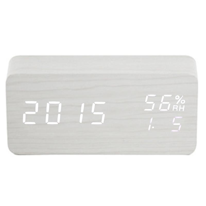 

Светодиодные будильники с управлением звуком, деревянные Despertador, дисплей температуры, электронный будильник, настольные часы, цифровые деревянные настольные часы