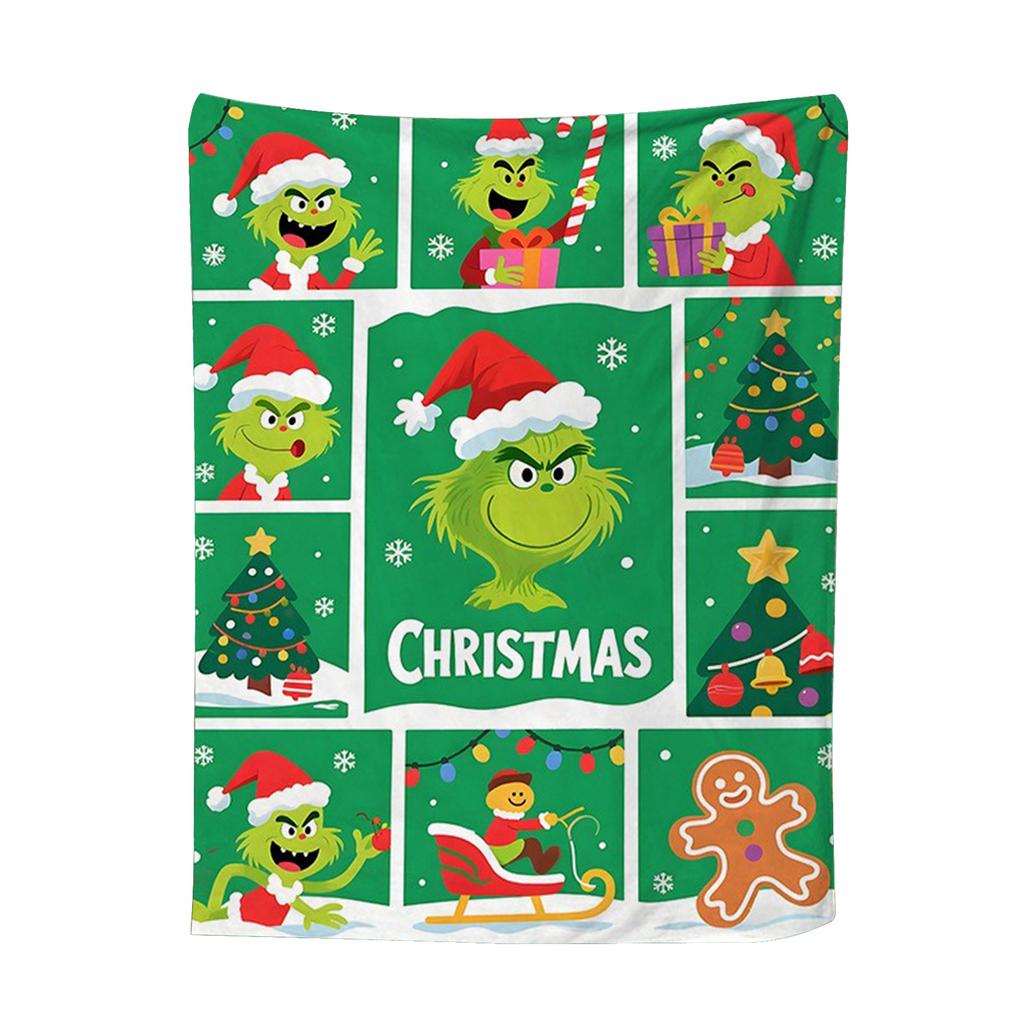Flannel Blanket Digital Print For Midday Rest Blanket, Christmas Cartoon Air-conditioned Blanket.