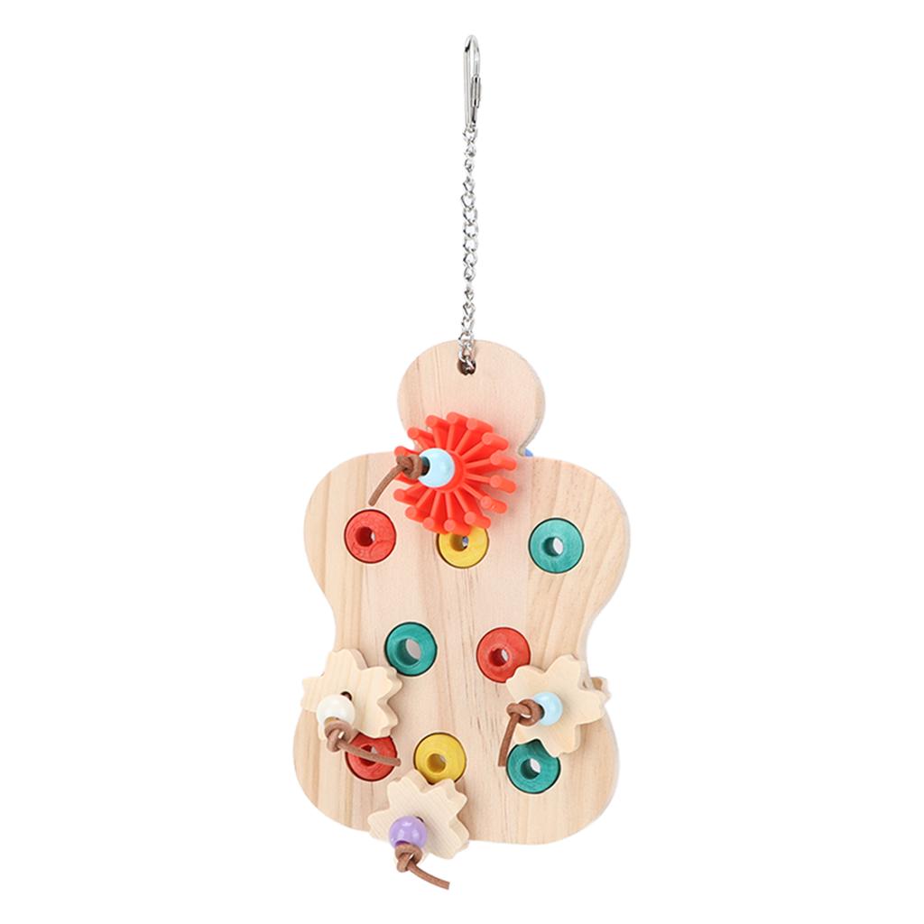 Bird Wooden Chewing Puzzle Toy Hanging Colorful Training Toys for Parrot Pigeon Sparrow