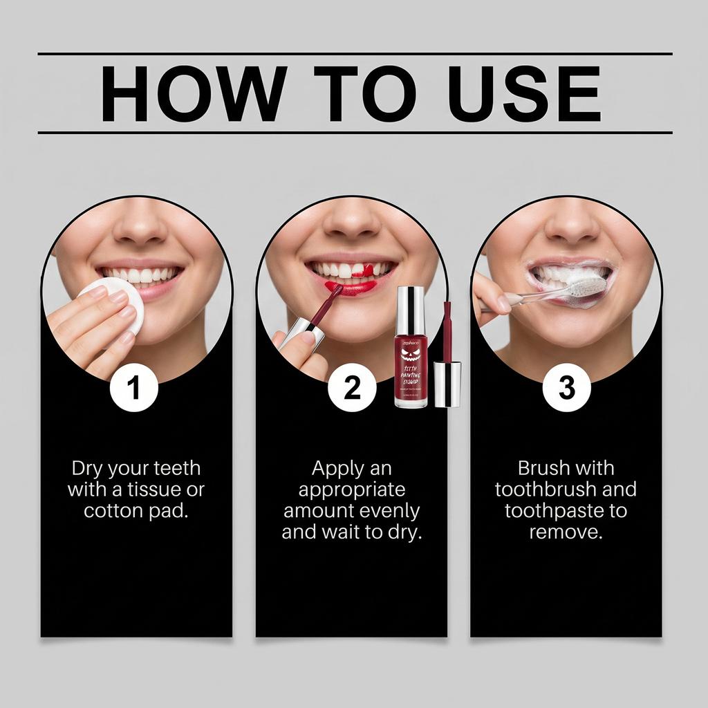 4.5ml Teeth Painting Liquid, Smooth Application For Custom Designs, Good Adhesion, Easily Removed With Water Black&Red Tooth Paint