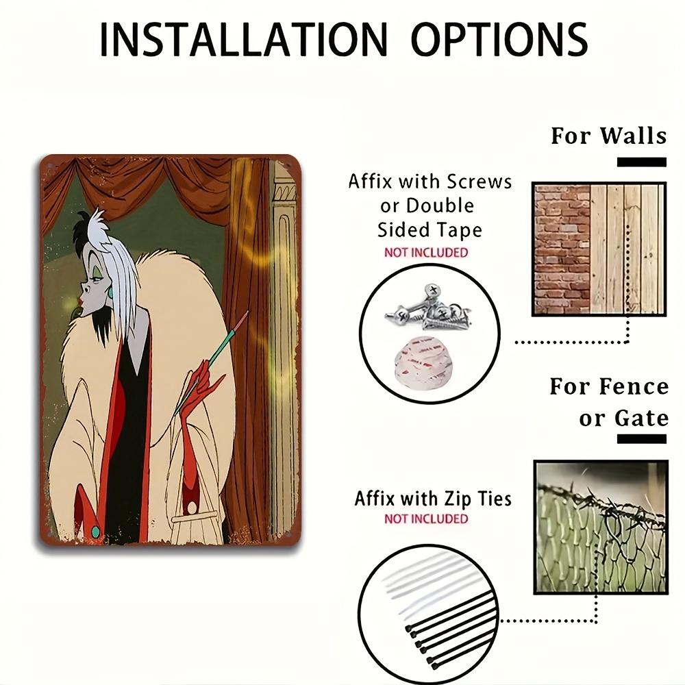 1pc Cruella De Vil & 101 Dalmatians Themed Iron Wall Art - 8x12 Inch, Officially Licensed, Decorative Metal Sign for Home, Offic