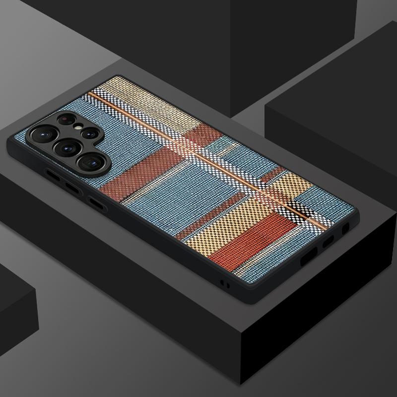 Magnetic For Magsafe Case For Samsung Galaxy S26 Ultra S25 Edge S24 S23 S22 Plus S21 FE Geometric Cloth Texture Hybrid Matte Cover