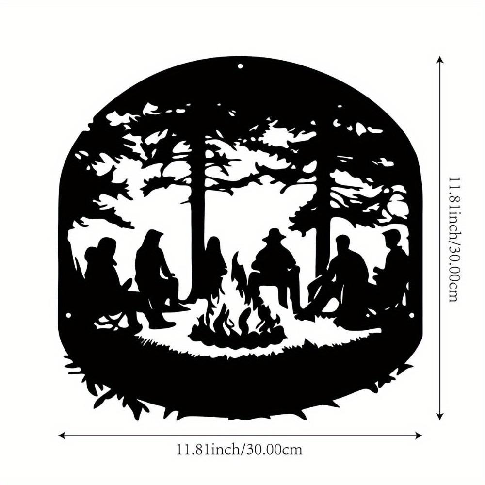 

Metal Wall Art Camping Scene Rustic Iron Sculpture for Outdoor Indoor Decor Garden Yard Living Room Home Balcony 12in