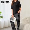 GMXIA Pajamas Women's Spring and Summer Thin Short-sleeved Trousers Homewear Suit