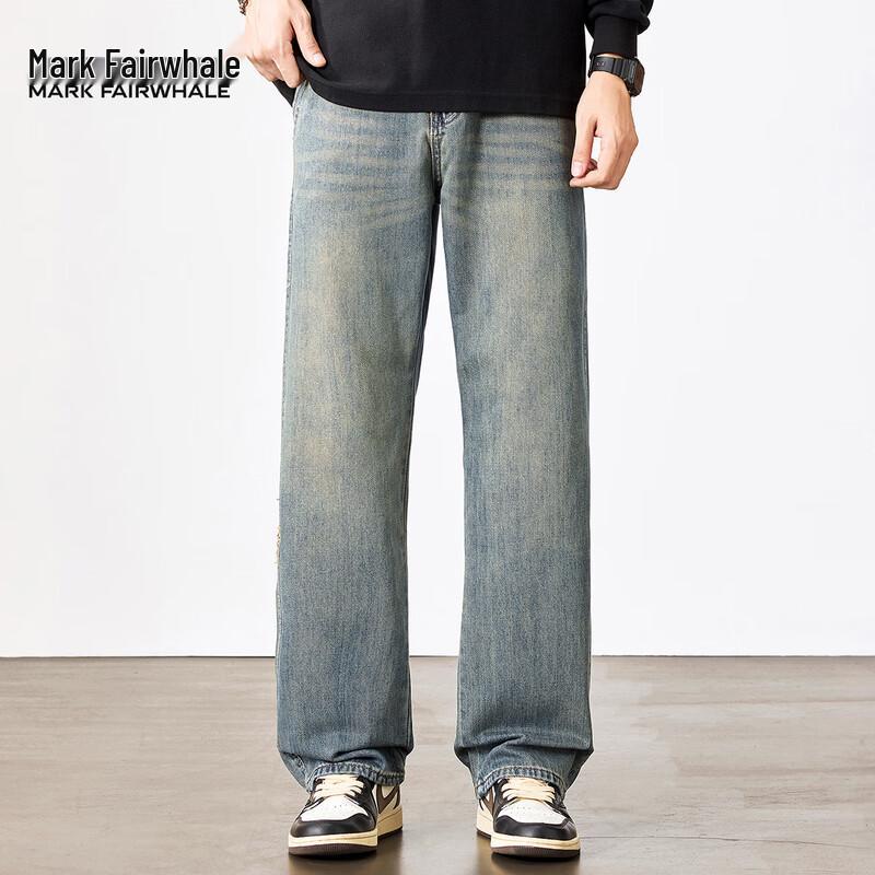 Mark Fairwhale Herren Locker Gerade Gewaschene Denim Jeans