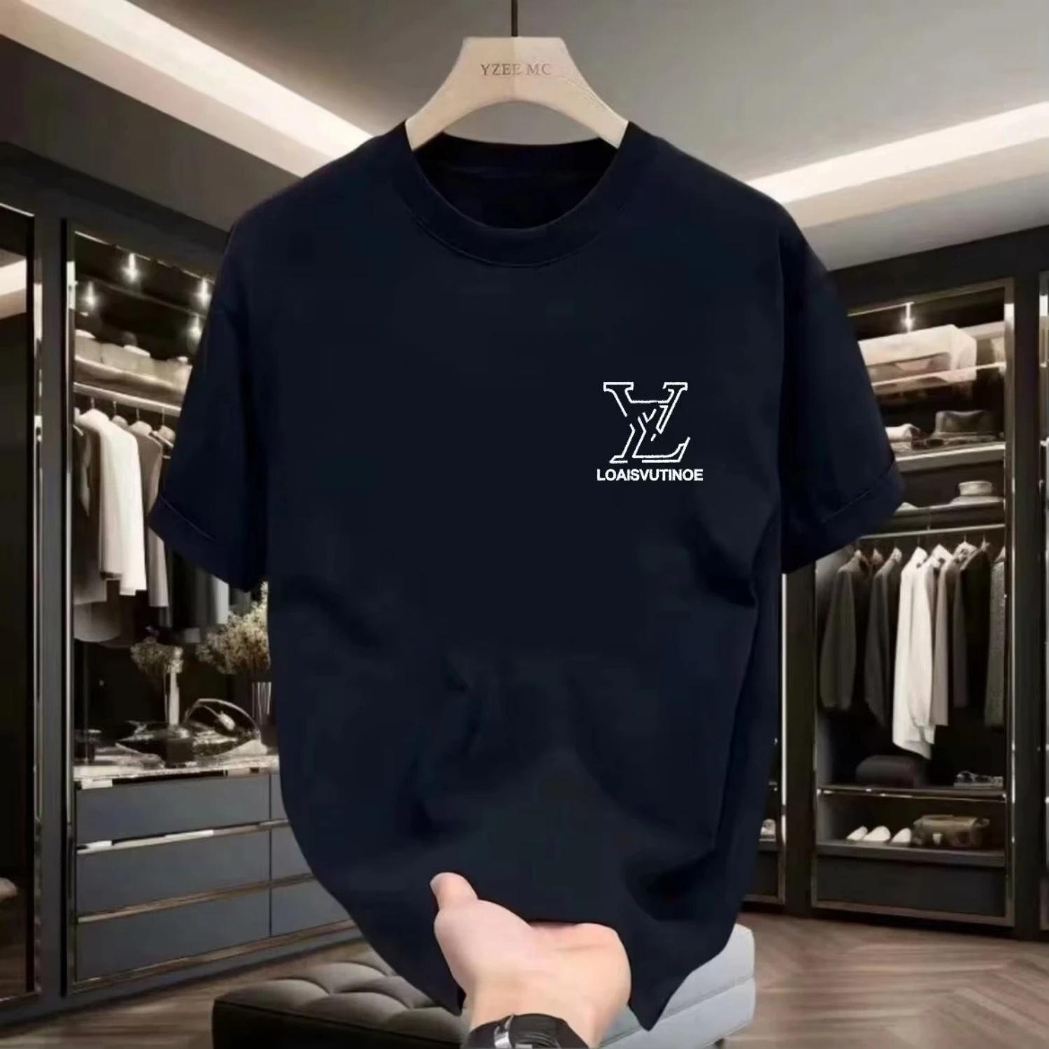 

Men s Quick DryT-Shirt – Breathable Lightweight Short Sleeve Tee Versatile Monogram Print Top for All-Season Casual Wear S чёрный