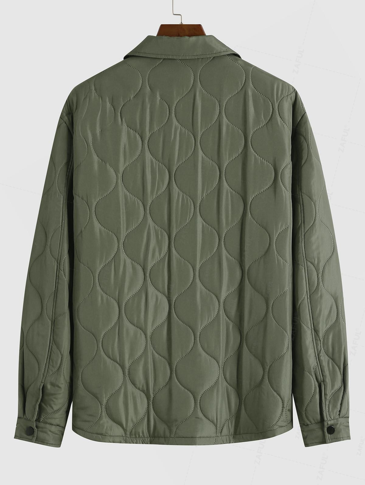 ZAFUL Мужская однотонная повседневная стеганая куртка с клапаном на кнопках — фото 5