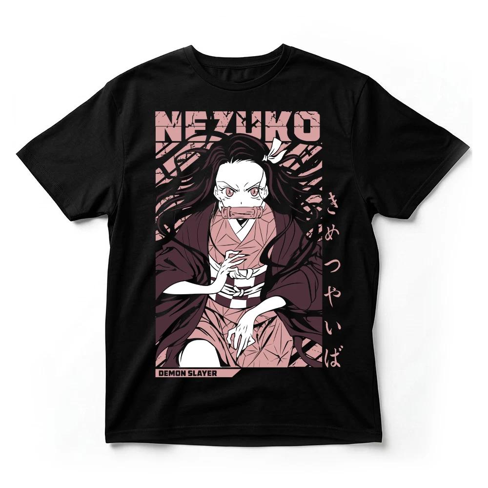 Demon Slayer Nezuko Kamado TShirt Kimetsu No Yaiba Pink Anime Graphic Tee Black