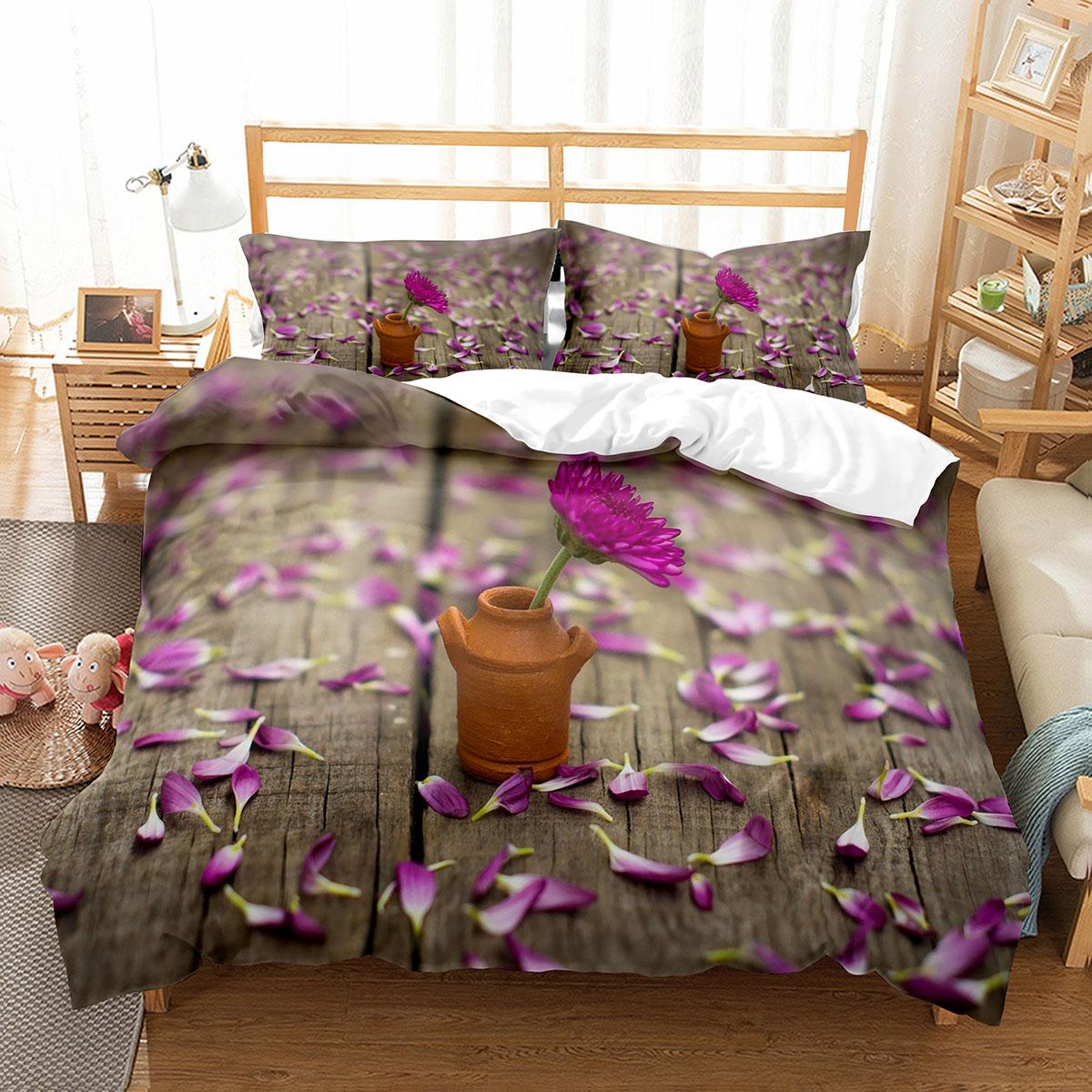 

Petal Duvet Cover Set King Queen Full Size Beautiful Flower Pattern Polyester Comforter Cover For Kids Teens Adults EU single(135x200cm)