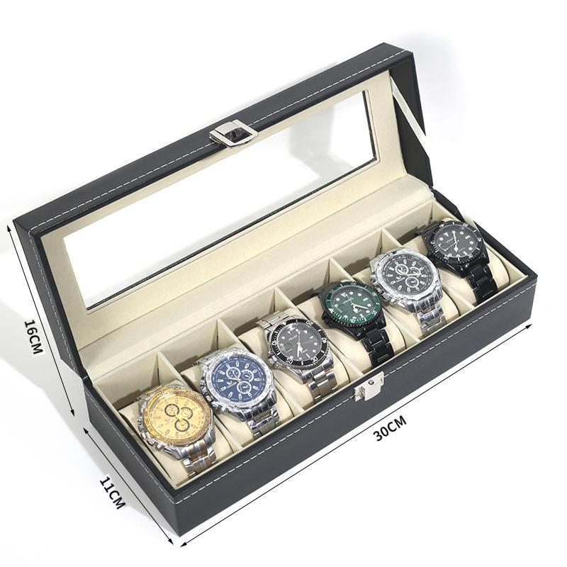 

Кожаная коробка для хранения часов Простая футляр-витрина для часов из искусственной кожи с замком Подарочная упаковка для мужских часов Высококачественная коробка для часов