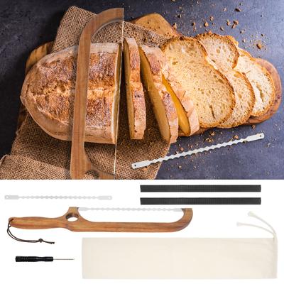 Trancheuse à Pain au Levain pour Pain Fait Maison Bois Couteau à Pain Archet avec Lames en Acier Inoxydable Couteau à Pain au Levain Dentelé