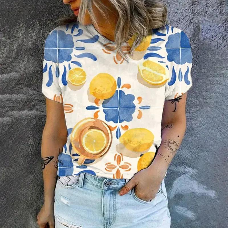 

Женская футболка с коротким рукавом и круглым вырезом, модная футболка с геометрическим принтом, летний повседневный элегантный топ, женская одежда, футболка 6XL