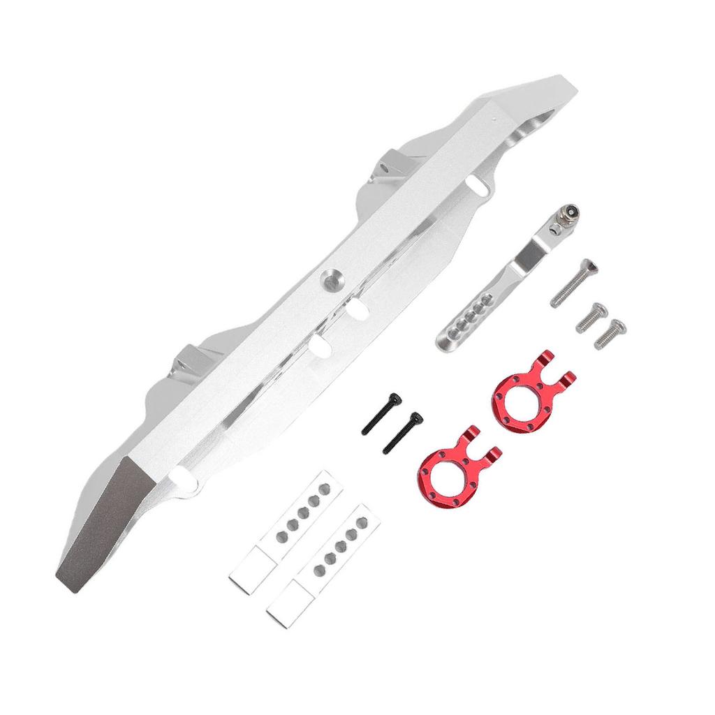 RC Rear Bumper with Trailer Hitch Silver Aluminum Alloy RC Crawler Car Rear Bumper for Replacement