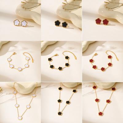 New Fritillaria Five-leaf Petal Earring Bracelet Necklace