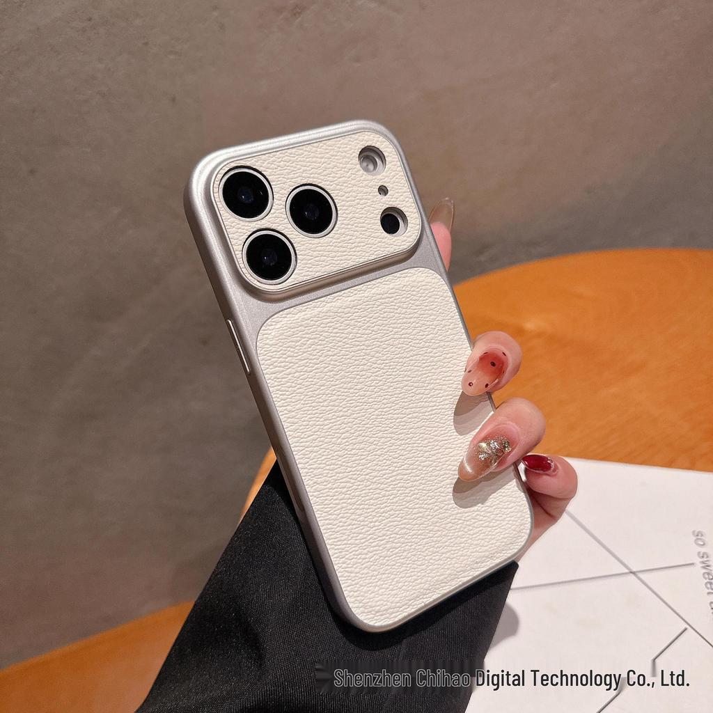 iPhone 17 Pro Max Lychee Pattern Case: Simple Precise Hole Design, Anti-fall PC for Apple 16