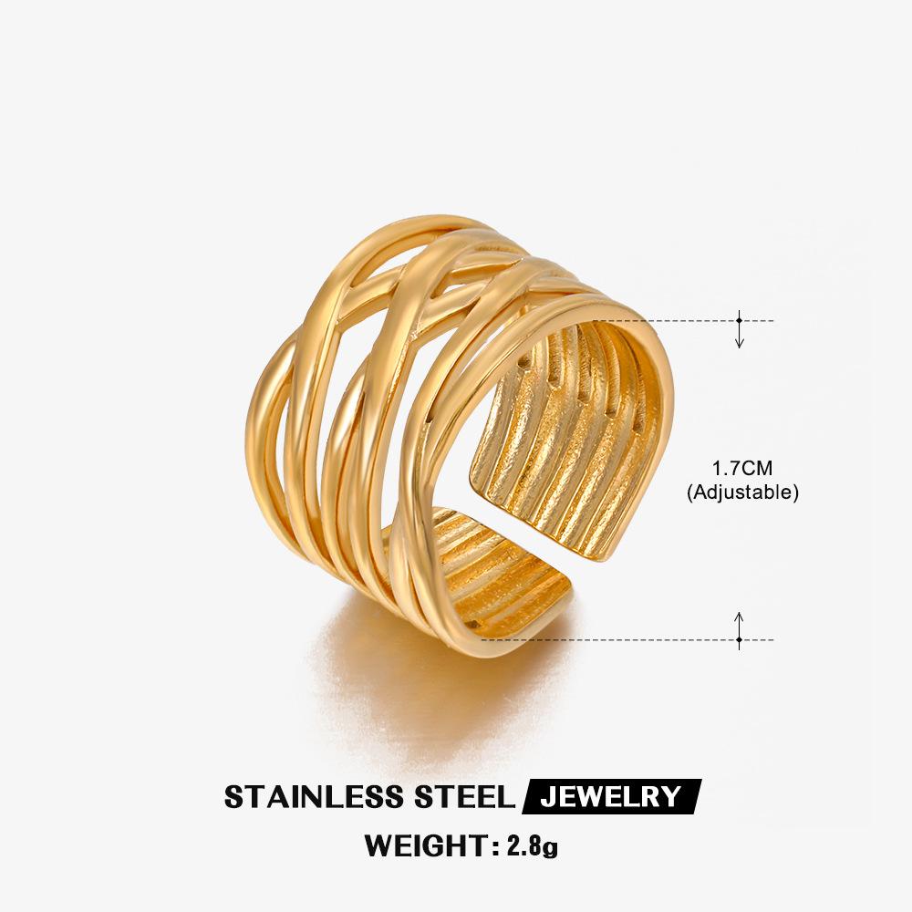 LATS Multiple Styles Stainless Steel Geometric Texture Wide Rings for Women Men Irregular Gold Wedding Ring Punk Jewelry