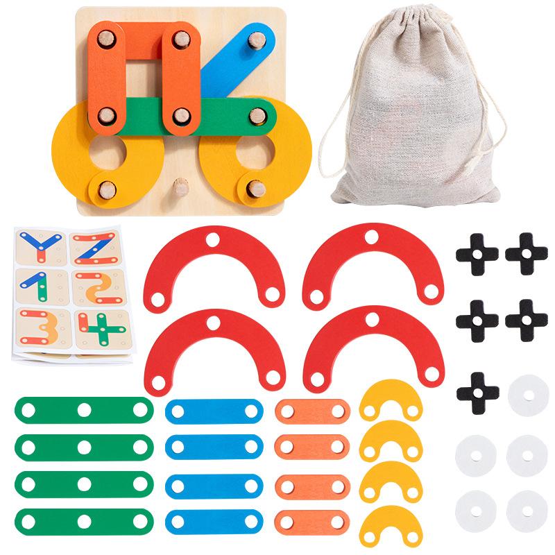 Children'S Montessori Wooden Variety Puzzle Tic-Tac-Toe Geometry Assembly Puzzle Educational Toys
