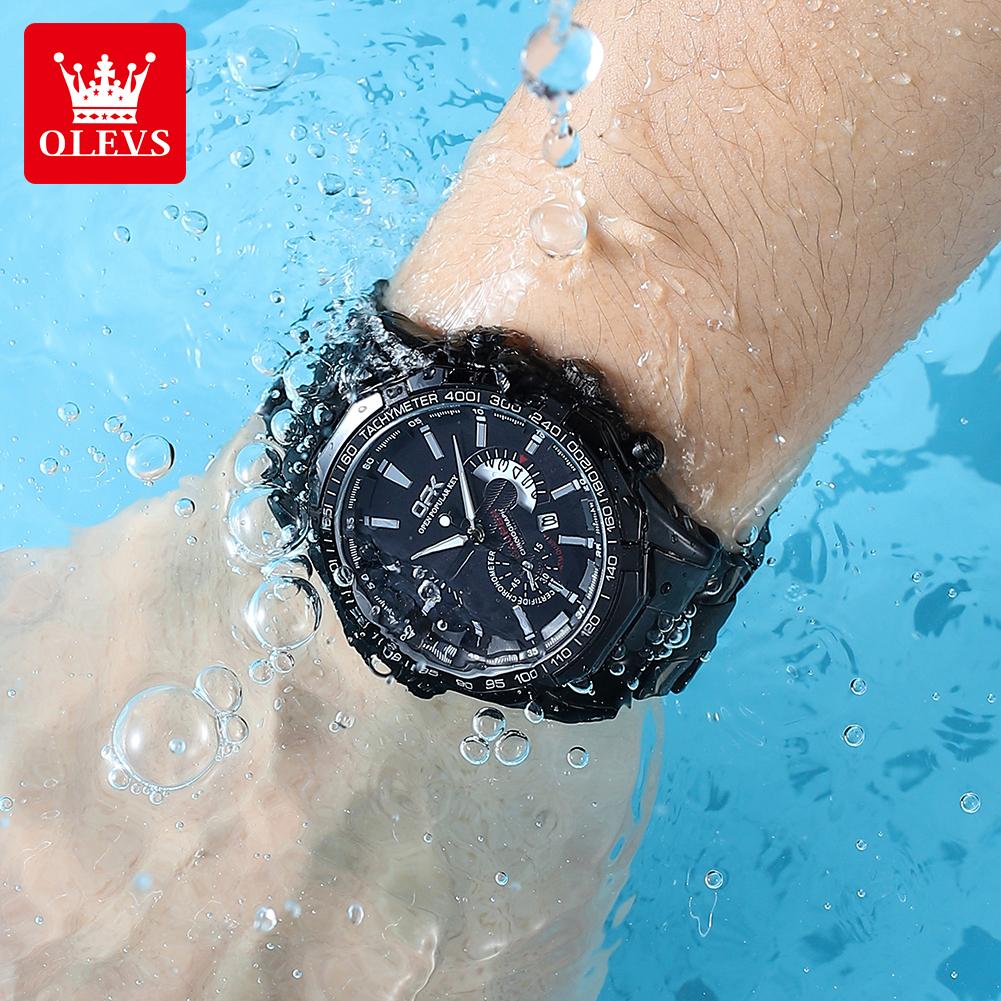 OPK 8108 Men's Calendar Week Quartz Watch with Waterproof and Steel Strip