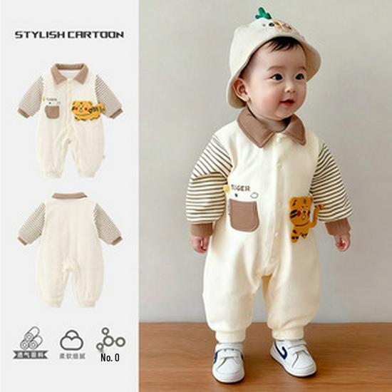 Prémiová kojenecká kombinéza s kapucí: Oboustranný fleece, hřejivý kabát s bavlněnou výplní na podzim/zimu