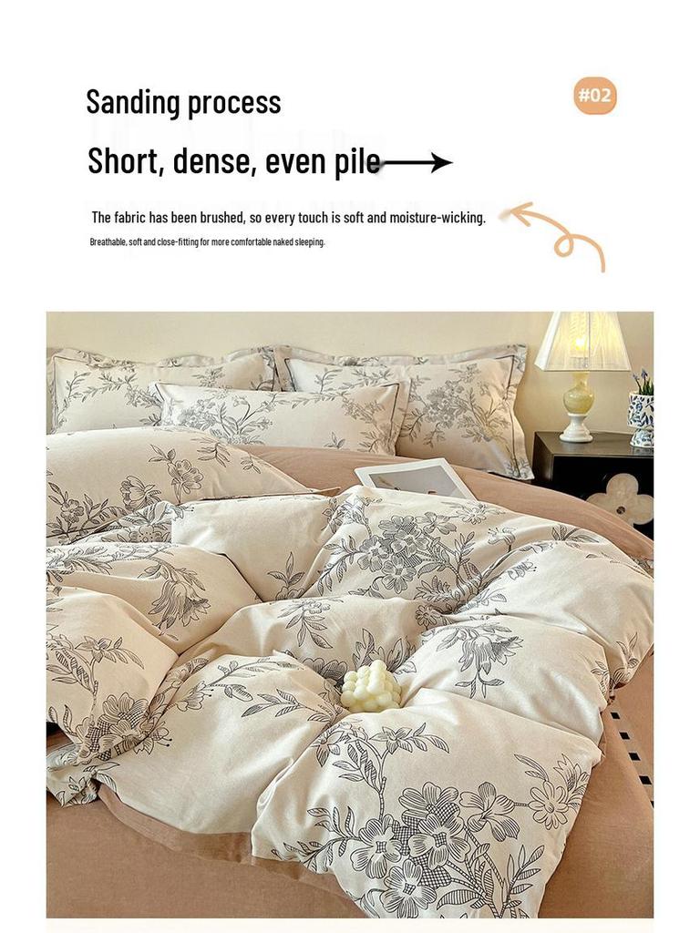 Szczotkowana Czysta Bawełna Antybakteryjna Zimowy Komplet Pościeli - 4-częściowy do Sypialni Głównej