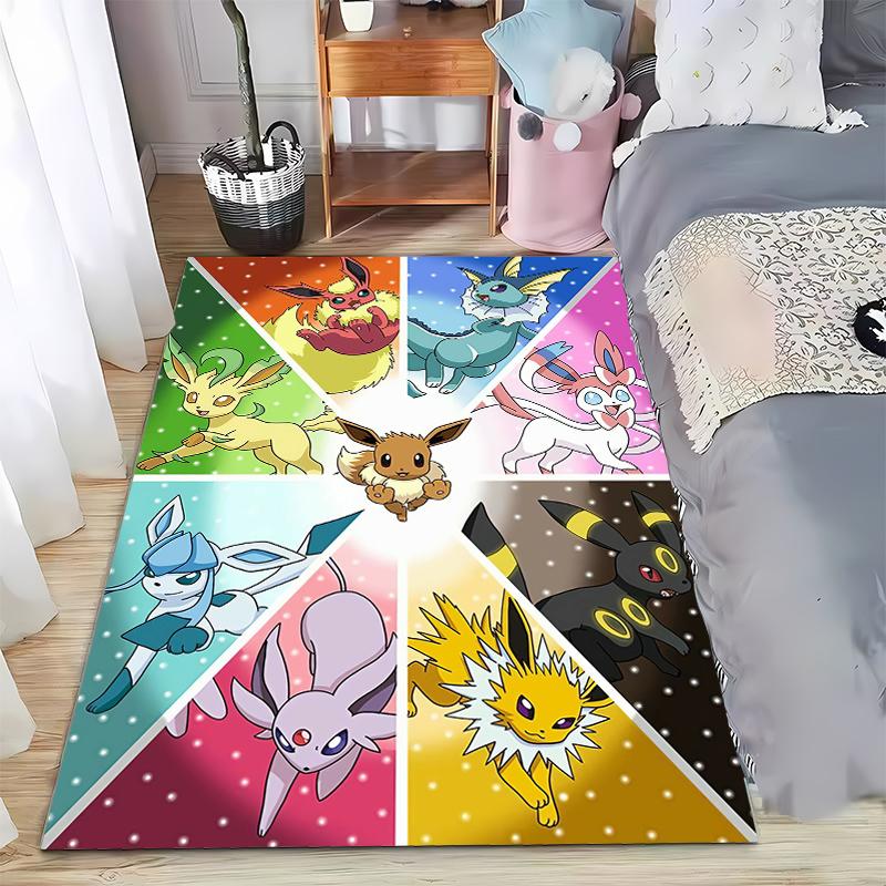 Japanese Anime Pokemon Pikachu Eevee Large Area Rug 3D Carpet Home for Living Room Kids Bedroom Sofa Doormat Children Floor Ma