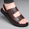 Fashion High Quality Men Comfortable Soft Sole Two-layer Leather Buckle Slippers Fashionable Summer New Outdoor Anti Slip Water Sandals