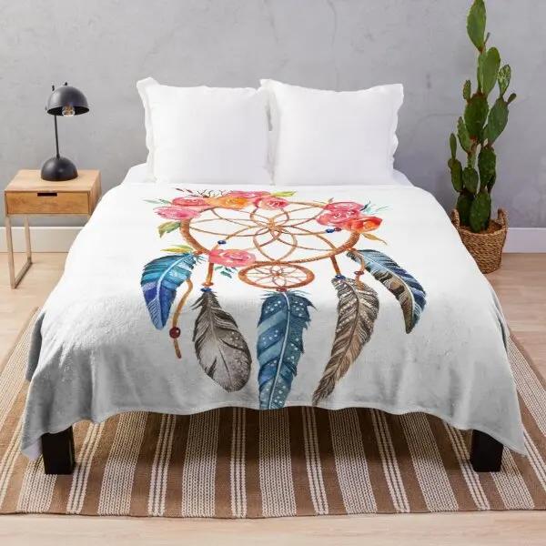 Colorful Dreamcatcher Bohemian Super Soft Fleece Throw Blanket Lightweight All Season Warm King Queen Size Blanket Lightweight
