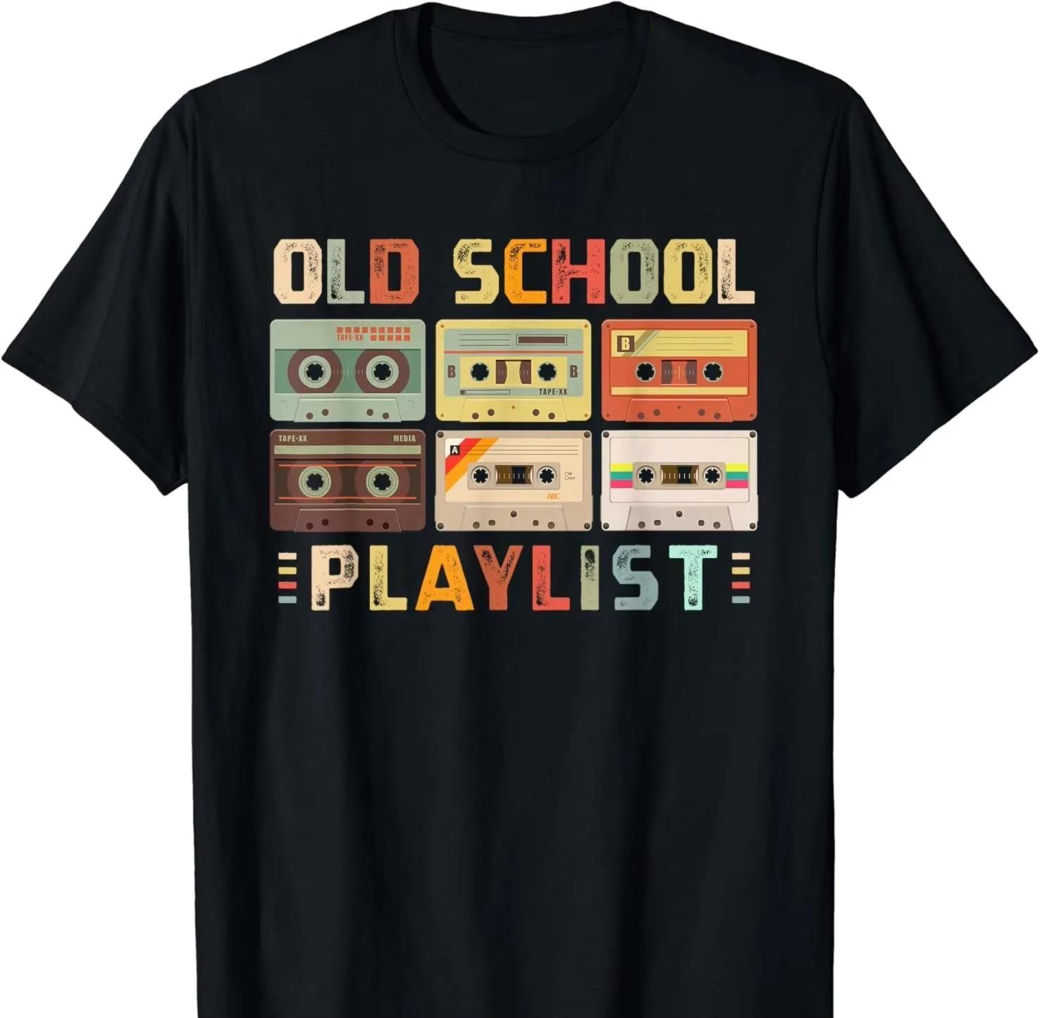 Cassette Tape Music 80s Retro Old School Playlist T-shirt Summer Casual Tshirt Fashion Fitness Tops Tshirt Hip Hop Streetwear... S разноцветный