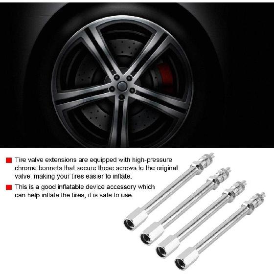 for Valve stem Extensions 4 Pack Tyre Valve Extender, 100mm Car Truck Wheel Valve Extension Extender Stem Wheel Valve Stem Extension Adapter
